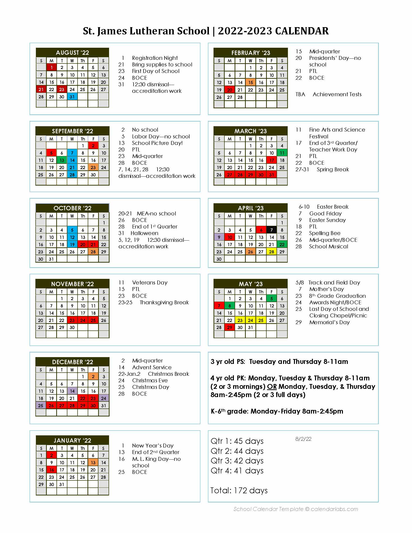 School Calendar - SJL Northrop